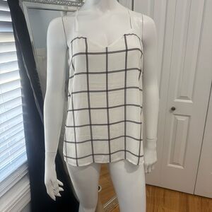 Express White Cami with Black Windowpane Grid
